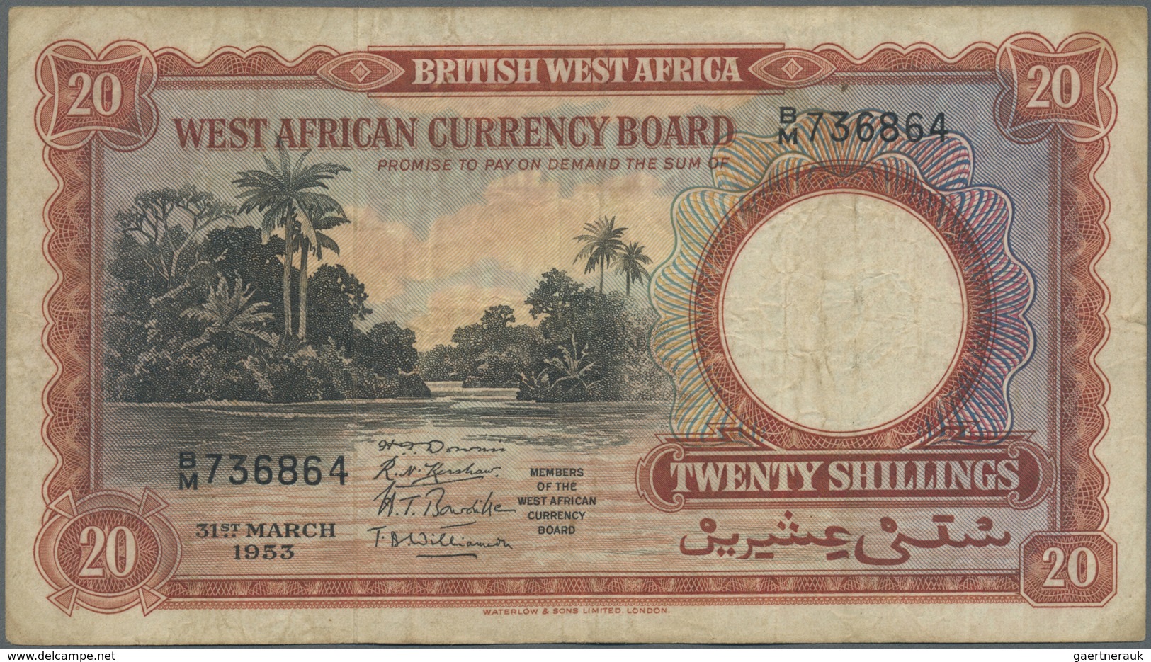 British West Africa: 20 Shillings 1953 P. 10a, Used Condition With Several Folds And Creases, Staine - Altri – Africa