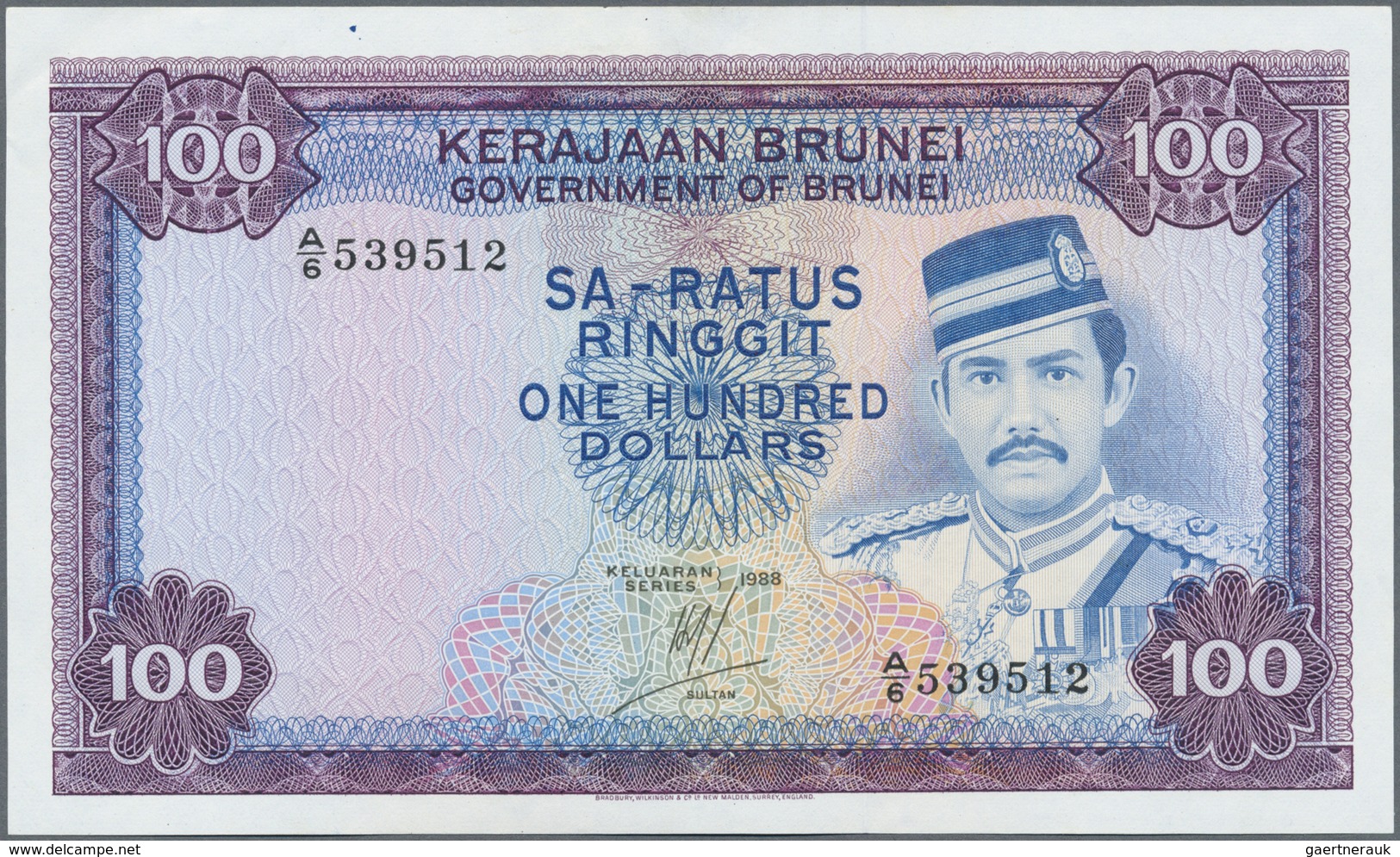Brunei: Rare Pair Of 2 CONSECUTIVE Notes 100 Ringgit 1988 P. 10, Both In Condition: XF+ To AUNC. (2 - Brunei