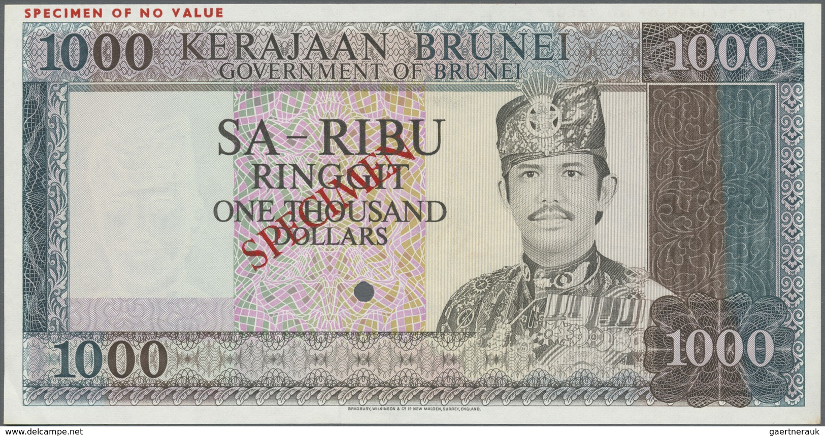 Brunei: 1000 Ringgit ND Specimen P. 12 In Condition: AUNC. - Brunei