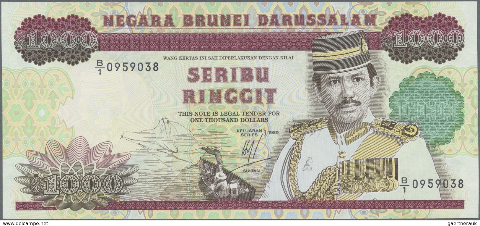 Brunei: 1000 Ringgit 1989, P.19 In UNC Condition - Brunei
