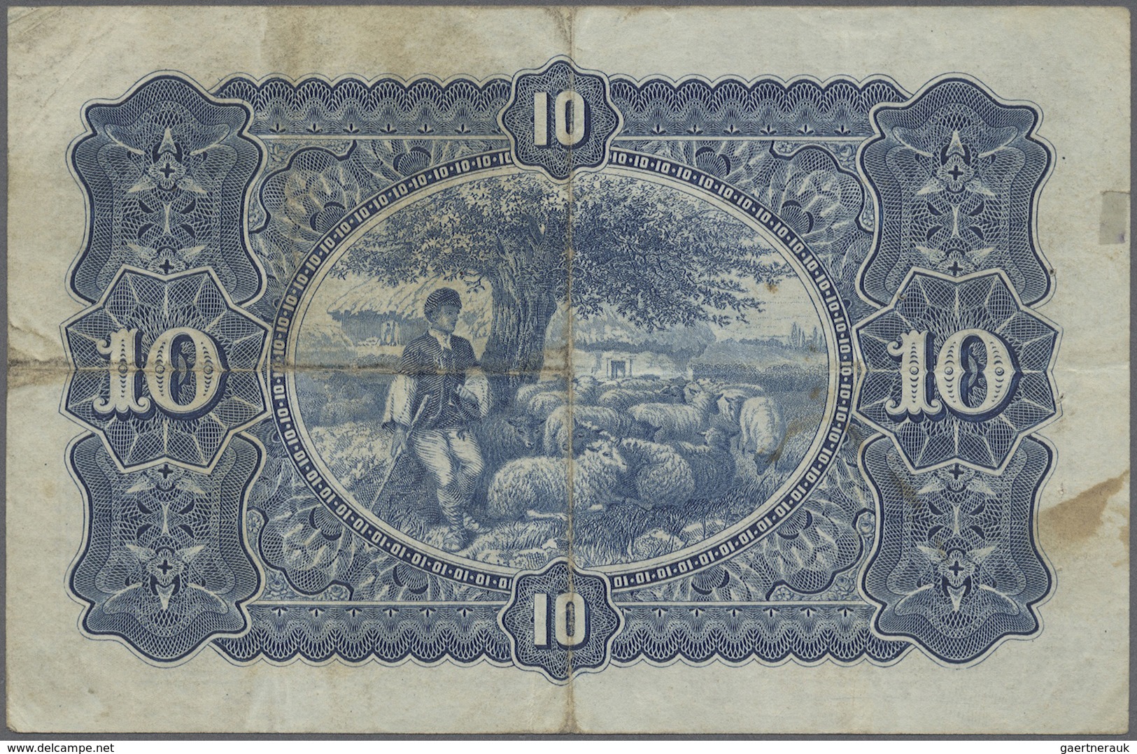 Bulgaria / Bulgarien: 10 Leva ND(1899) P. A7c, Used With Center Fold, Light Staining At Left Border - Bulgaria