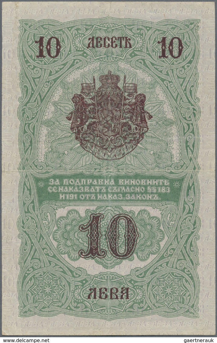 Bulgaria / Bulgarien: 10 Leva Srebro ND(1916) With Signature Chakalov & Venkov, P.17 With Vertical A - Bulgaria