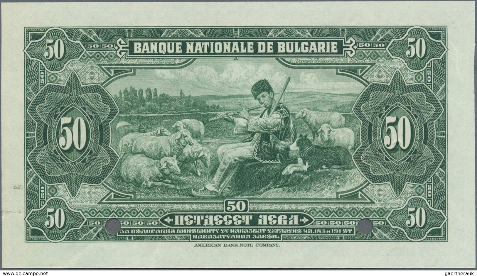 Bulgaria / Bulgarien: 50 Leva 1922 SPECIMEN, P.37s, Almost Perfect Condition With A Few Tiny And Min - Bulgaria