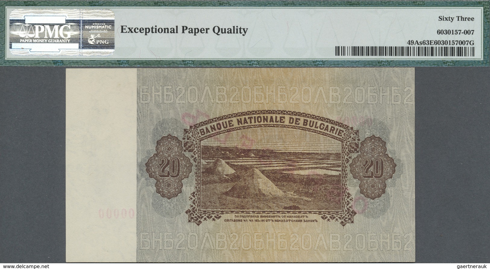 Bulgaria / Bulgarien: 20 Leva ND(1928) SPECIMEN, P.49As, Highly Rare And Seldom Offered Specimen Not - Bulgaria