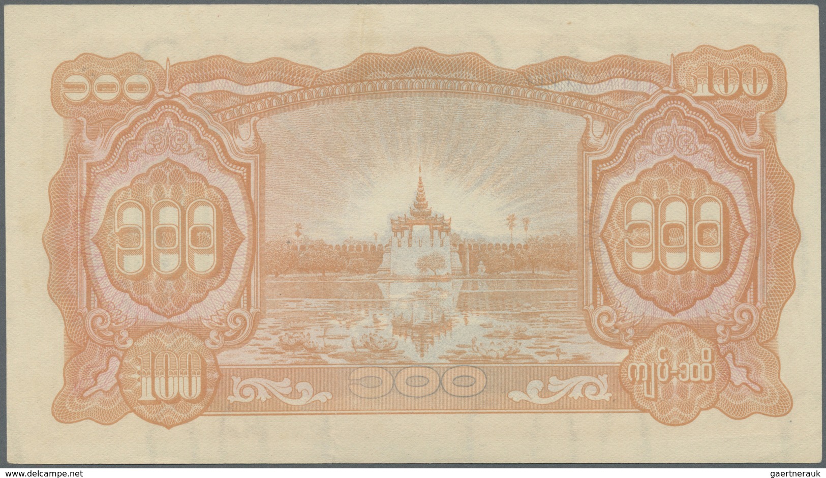 Burma / Myanmar / Birma: Japanese Puppet Satte Of Burma 100 Kyats ND(1944), P.21, Vertically Folded - Myanmar