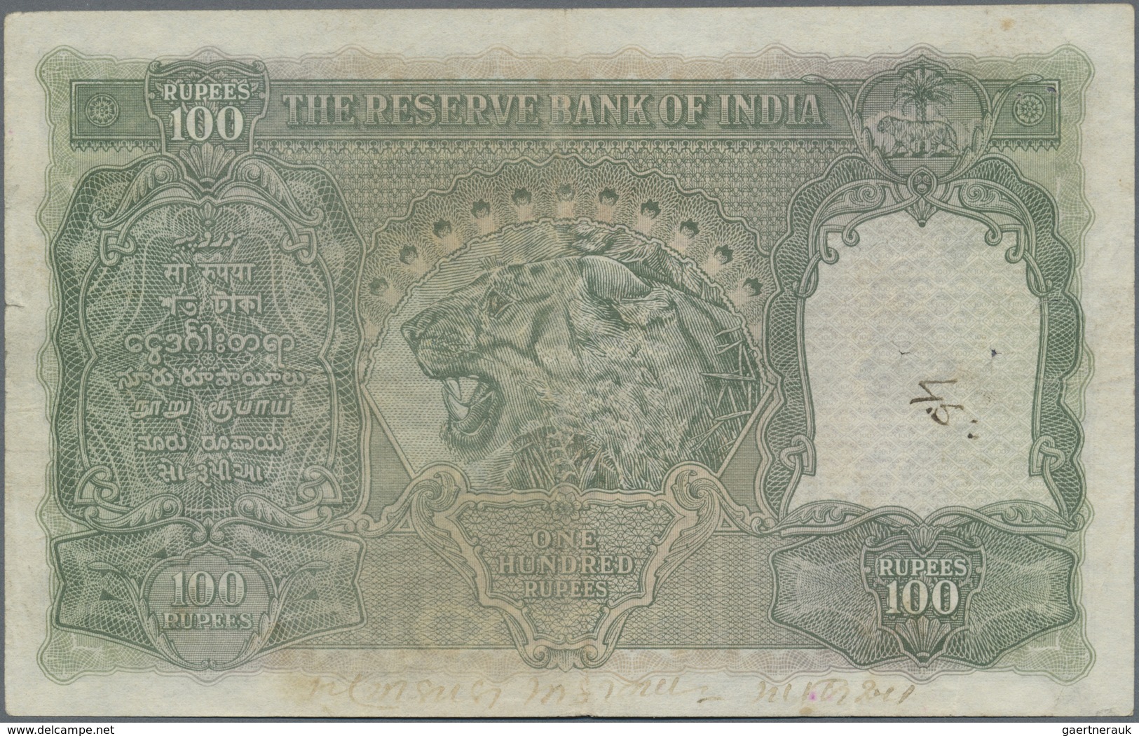 Burma / Myanmar / Birma: 100 Rupees ND KGVI Portrait P. 33, Used With Light Folds In Paper, Usual Pi - Myanmar