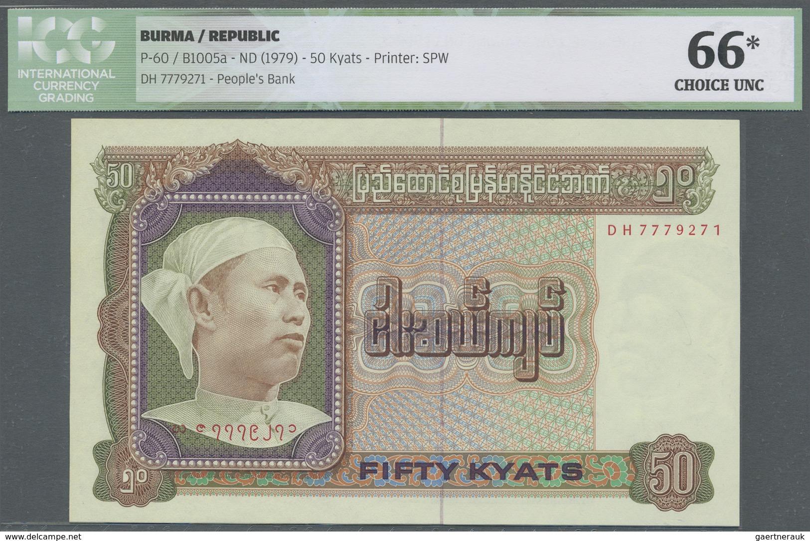 Burma / Myanmar / Birma: 50 Kyats ND(1979) P. 60, ICG Graded 66* Choice UNC. - Myanmar