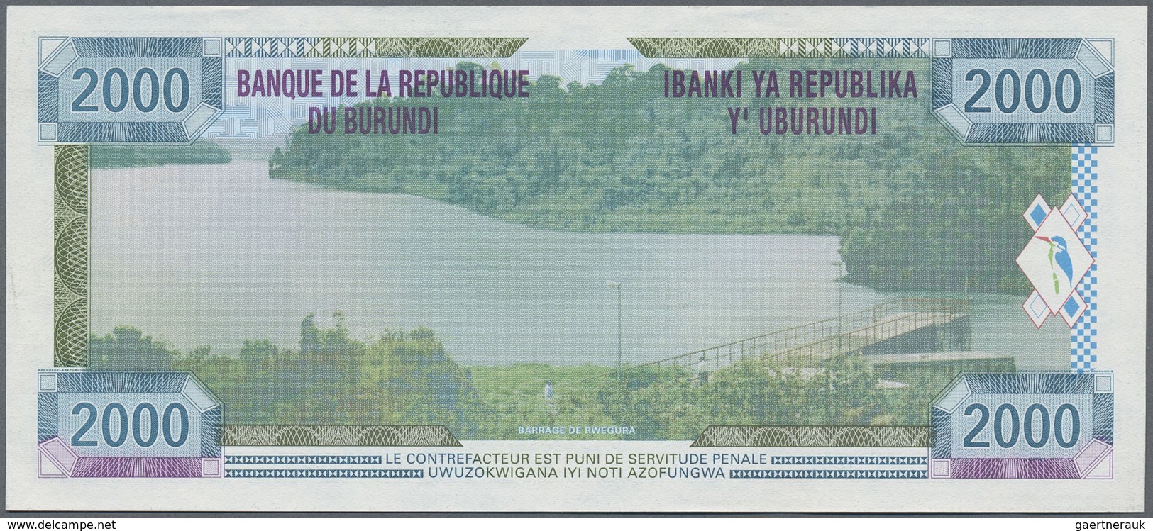 Burundi: 2000 Francs 2001 Specimen P. 41s, 3 Light Bends In Paper, Condition: XF. - Burundi