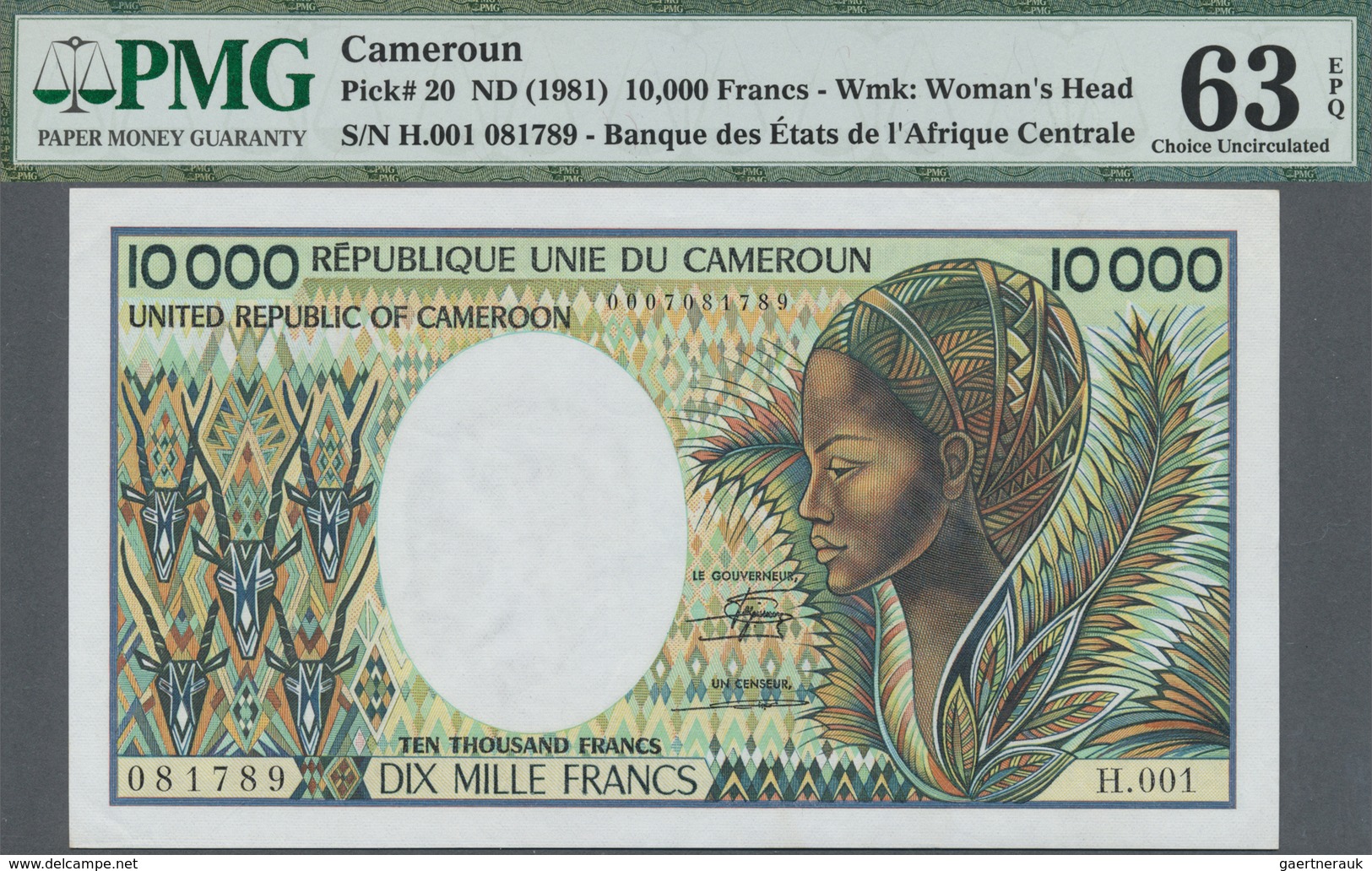 Cameroon / Kamerun: Banque Des États De L'Afrique Centrale - République Unie Du Cameroun 10.000 Fran - Cameroon