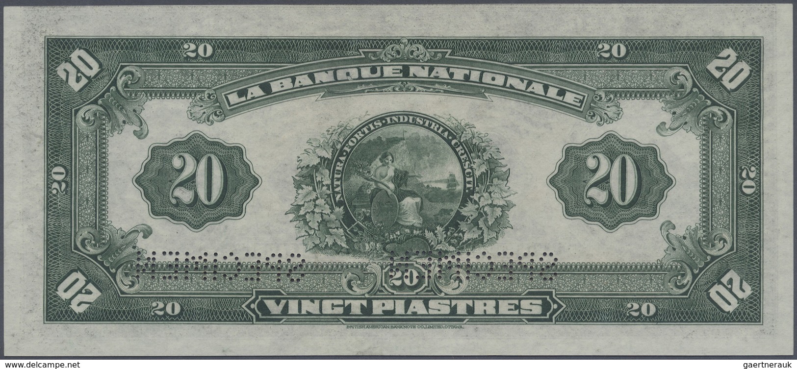 Canada: 20 Dollars / 20 Piastres 1922 Specimen P. S873s Issued By "La Banque Nationale" With Two "Sp - Canada