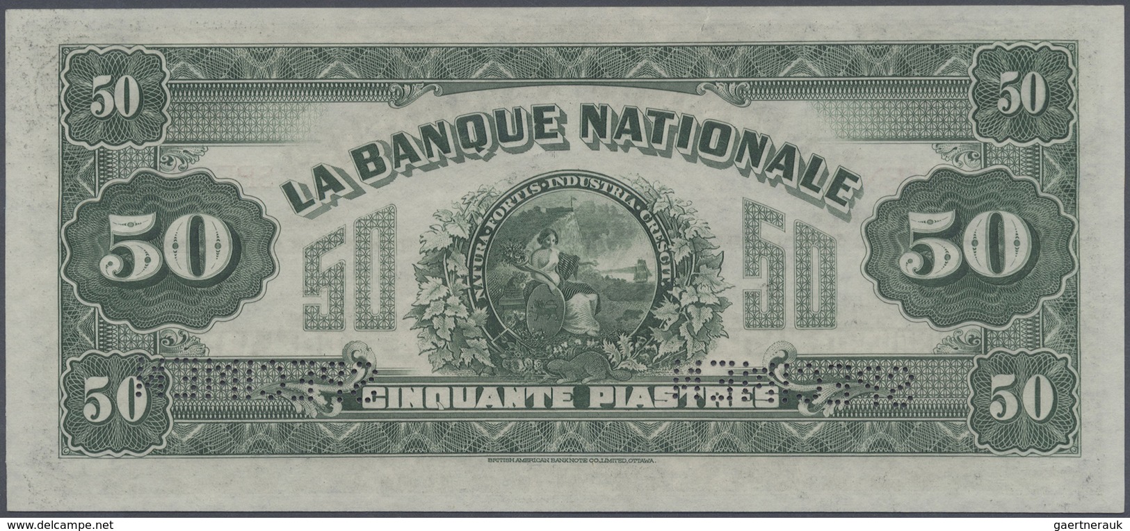 Canada: 50 Dollars / 50 Piastres 1922 Specimen P. S874s Issued By "La Banque Nationale" With Two "Sp - Canada