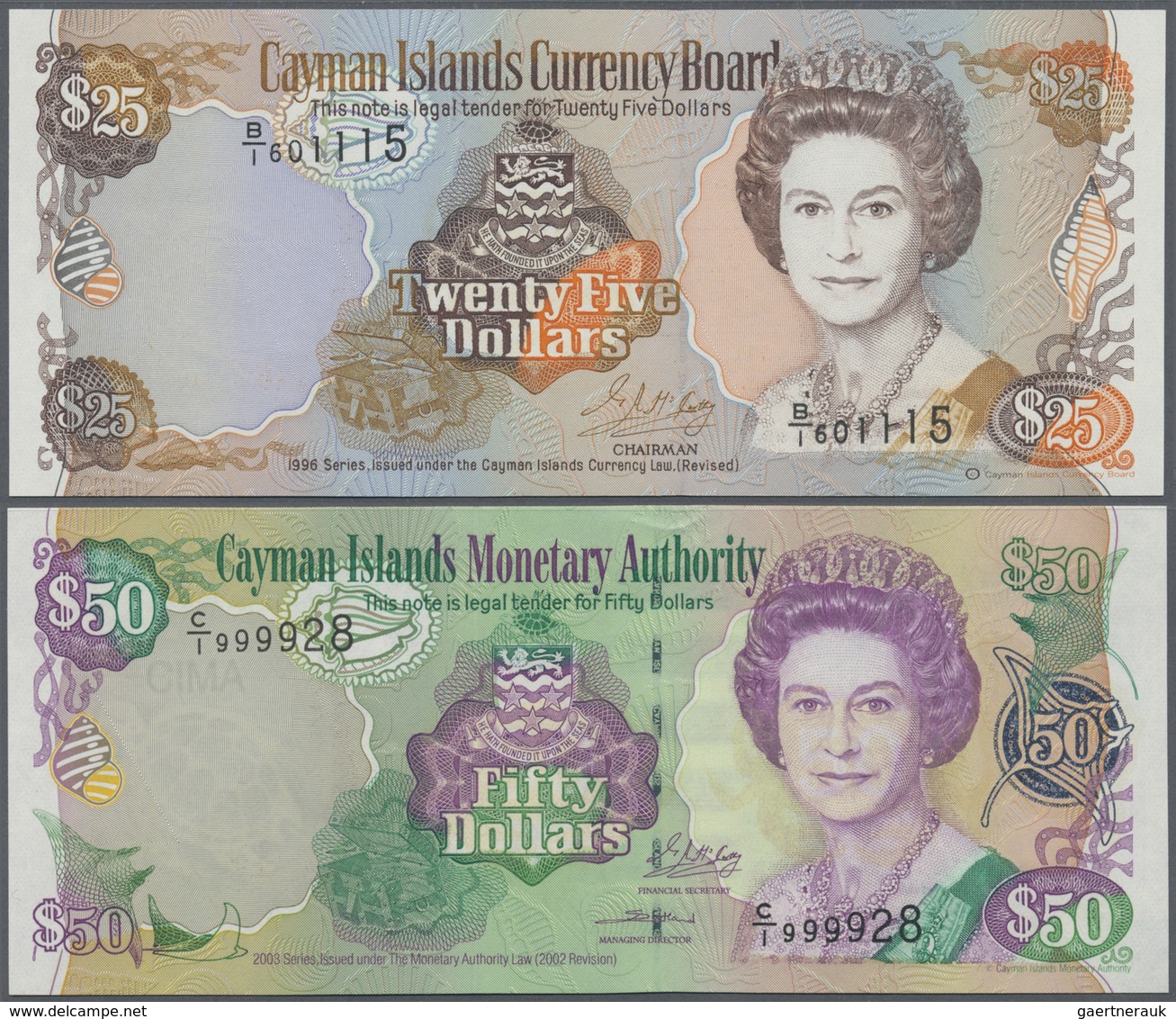 Cayman Islands: Set With 6 Banknotes Comprising 1 Dollar L.1971 P.1, 5 Dollars 2005 P.34, 10 Dollars - Cayman Islands