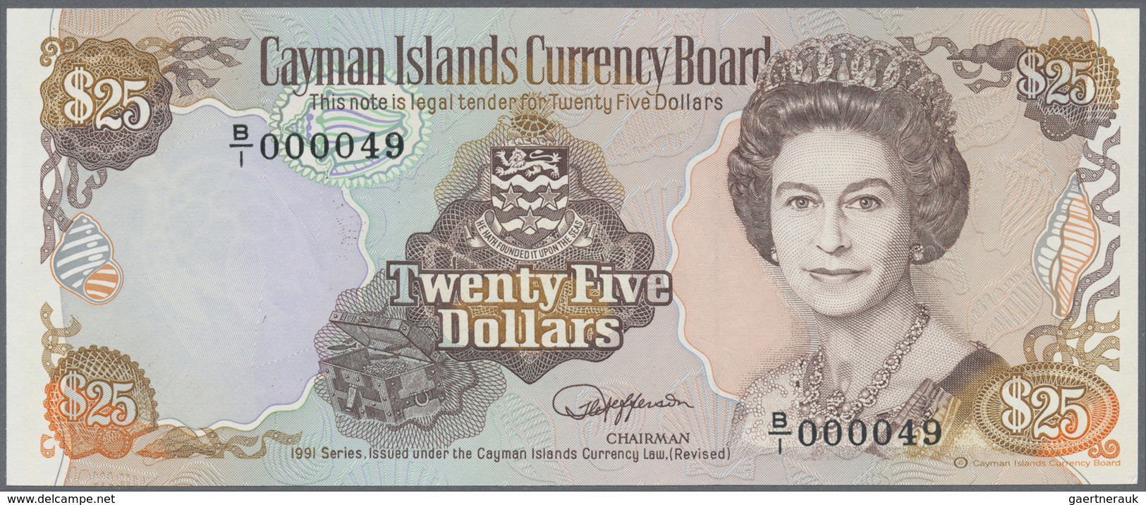 Cayman Islands: Set With 4 Banknotes 1991 Series With Matching Low Serial Number $5, $10, $25, $100, - Cayman Islands