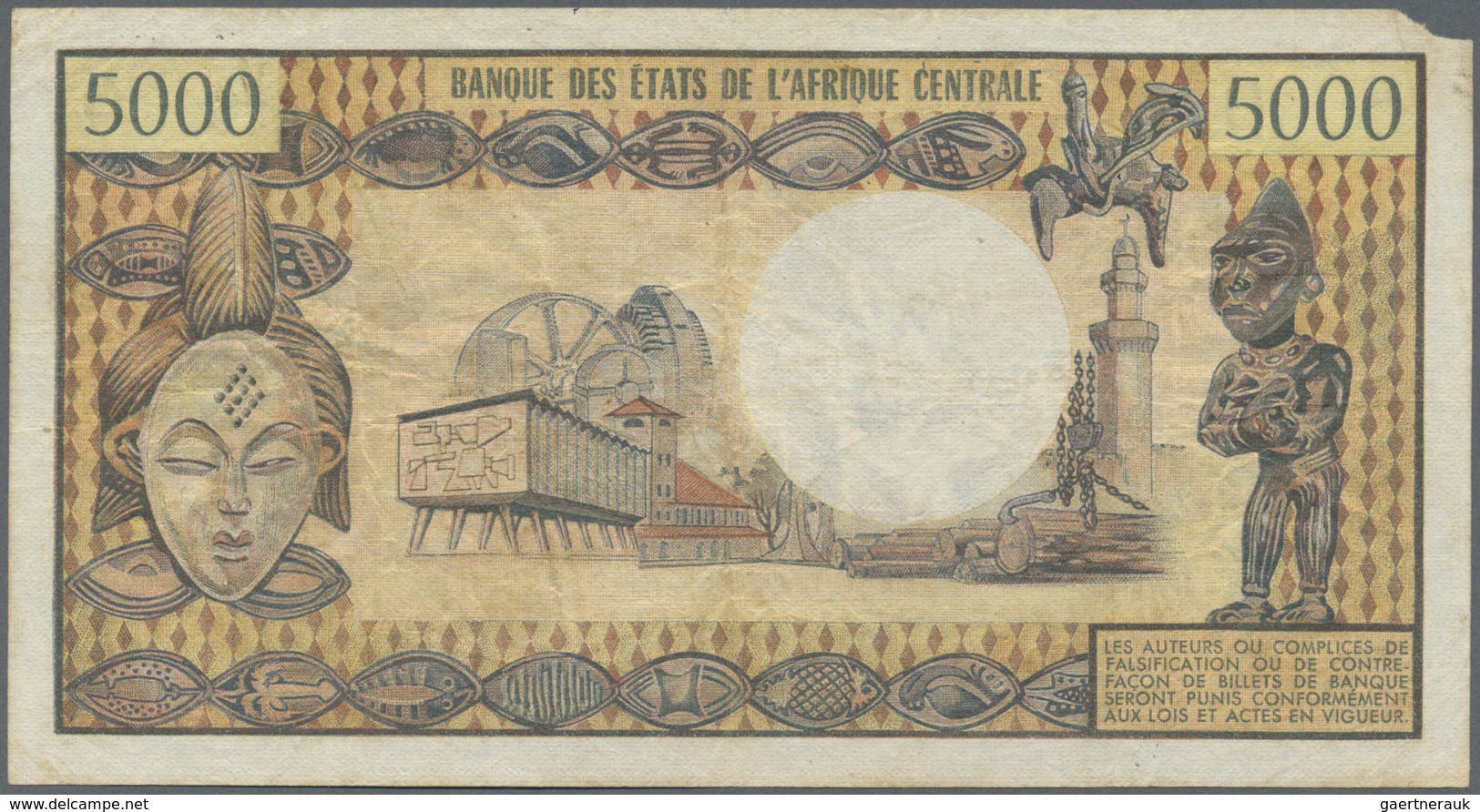 Central African Republic / Zentralafrikanische Republik: 5000 Francs ND(1979) P. 7, Used With Folds - Central African Republic