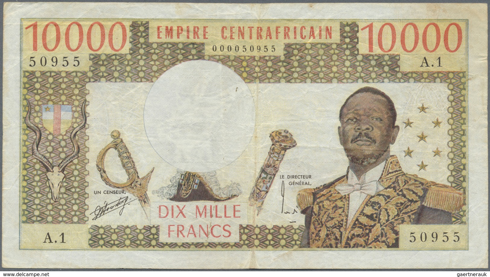 Central African Republic / Zentralafrikanische Republik: 10.000 Francs ND Bokassa P. 9, Used With Fo - Central African Republic