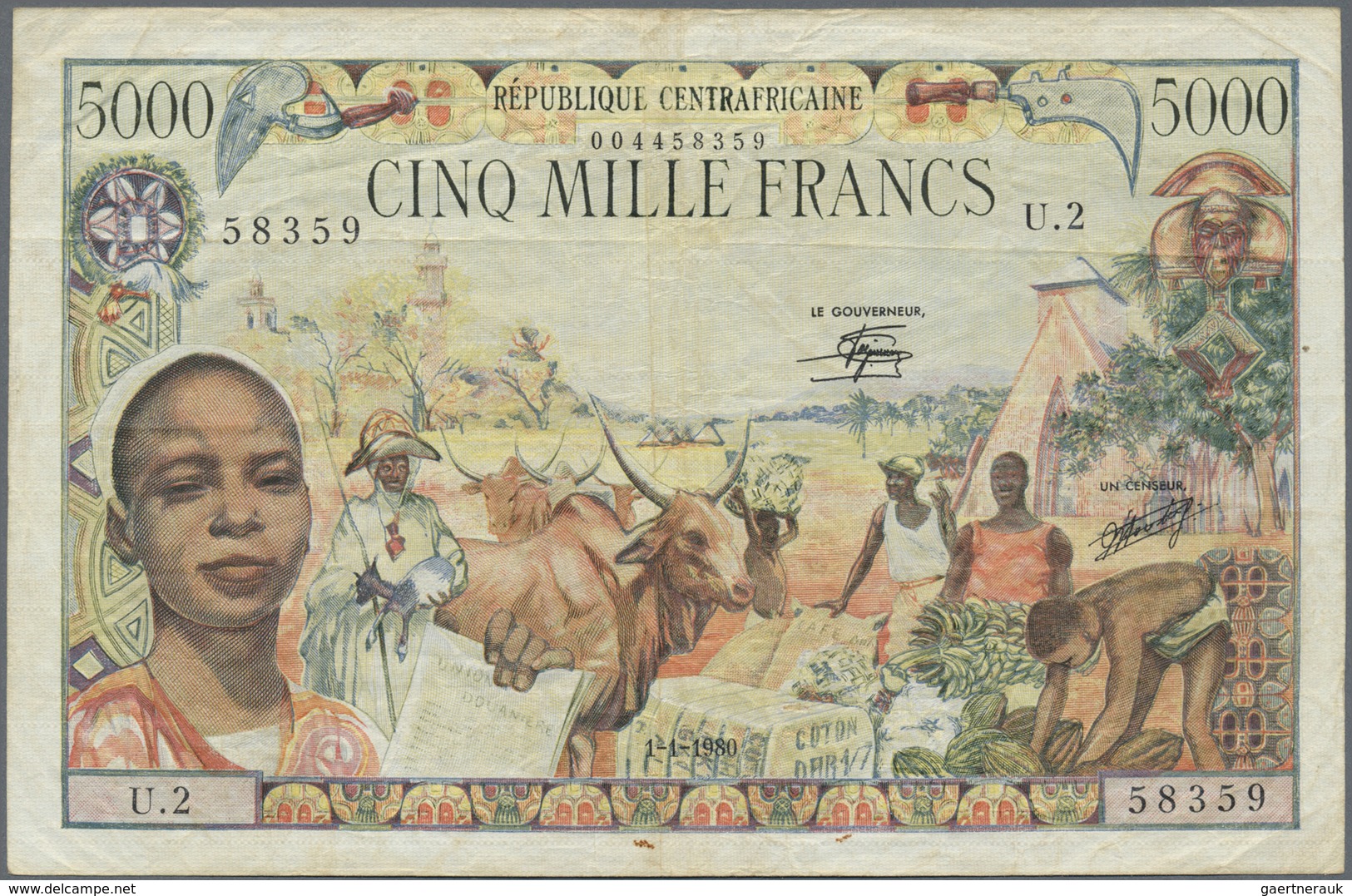 Central African Republic / Zentralafrikanische Republik: 5000 Francs 1980 P. 11 In Used Condition Wi - Central African Republic