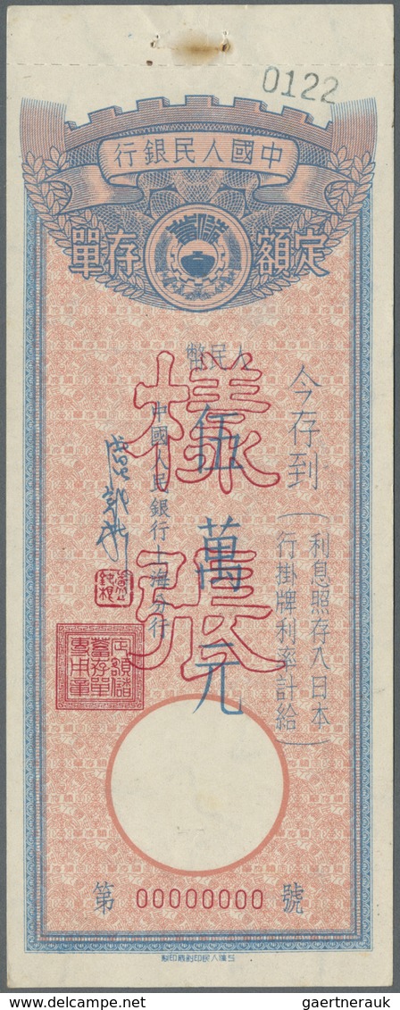 China: set of 8 bank internal circulation notes with SPECIMEN overprint, all different with differen