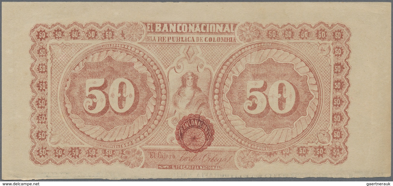 Colombia / Kolumbien: Banco Nacional De La República De Colombia 50 Pesos 1900, P.S279, Lightly Tone - Colombia