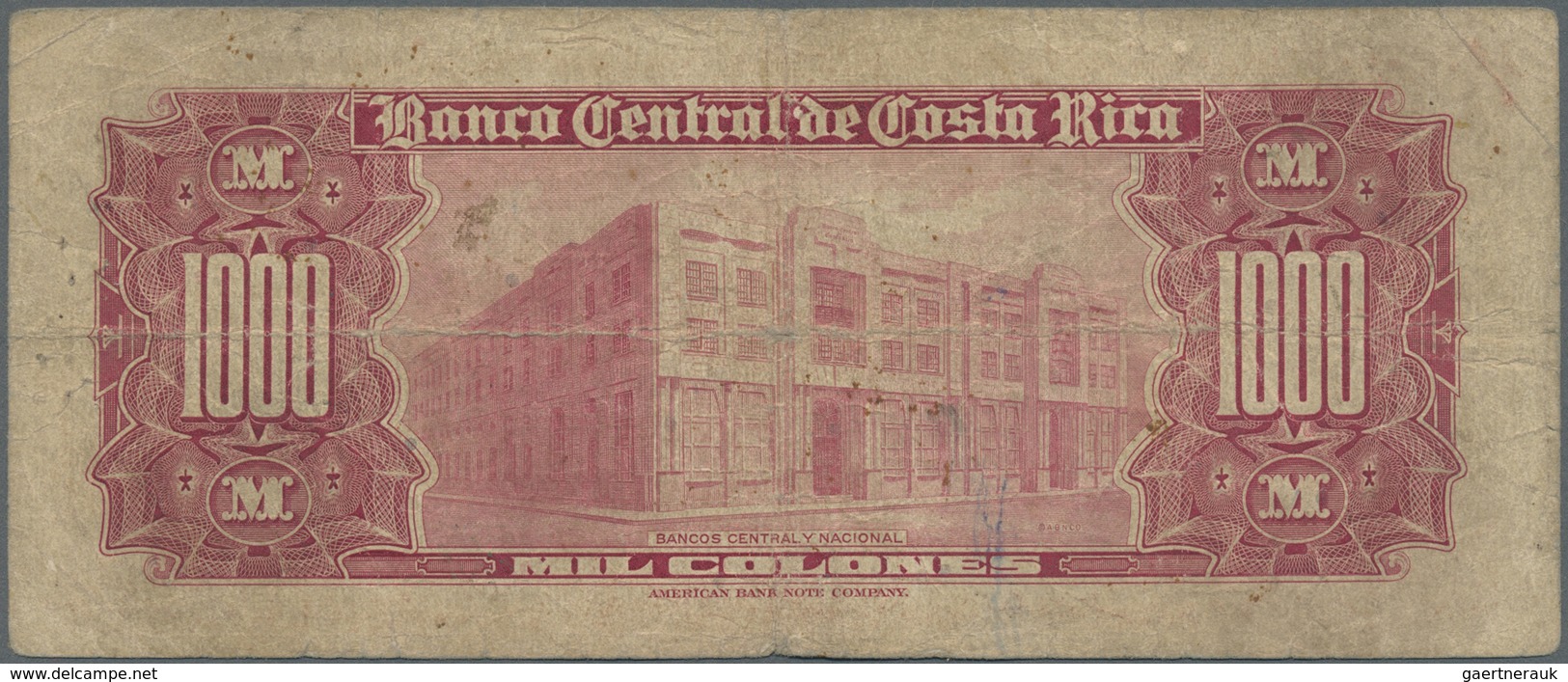 Costa Rica: Set Of 2 Notes 1000 Colones 1960 And 1974 P. 226b, C, Both Used With Folds And Creases, - Costa Rica