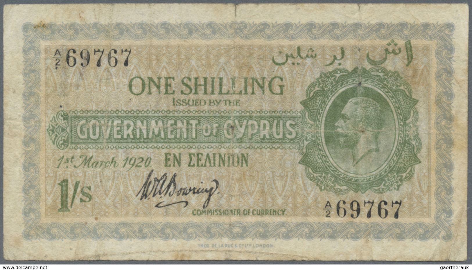 Cyprus / Zypern: 1 Shilling 1920, P.14, Highly Rare Note And One Of The Key-notes From Cyprus With S - Cyprus