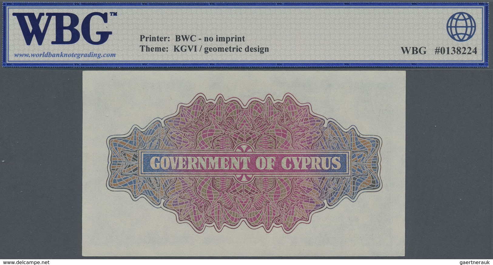 Cyprus / Zypern: 5 Shillings 1947, P.22 In Almost Perfect Condition With A Tiny Dint At Lower Left, - Cipro