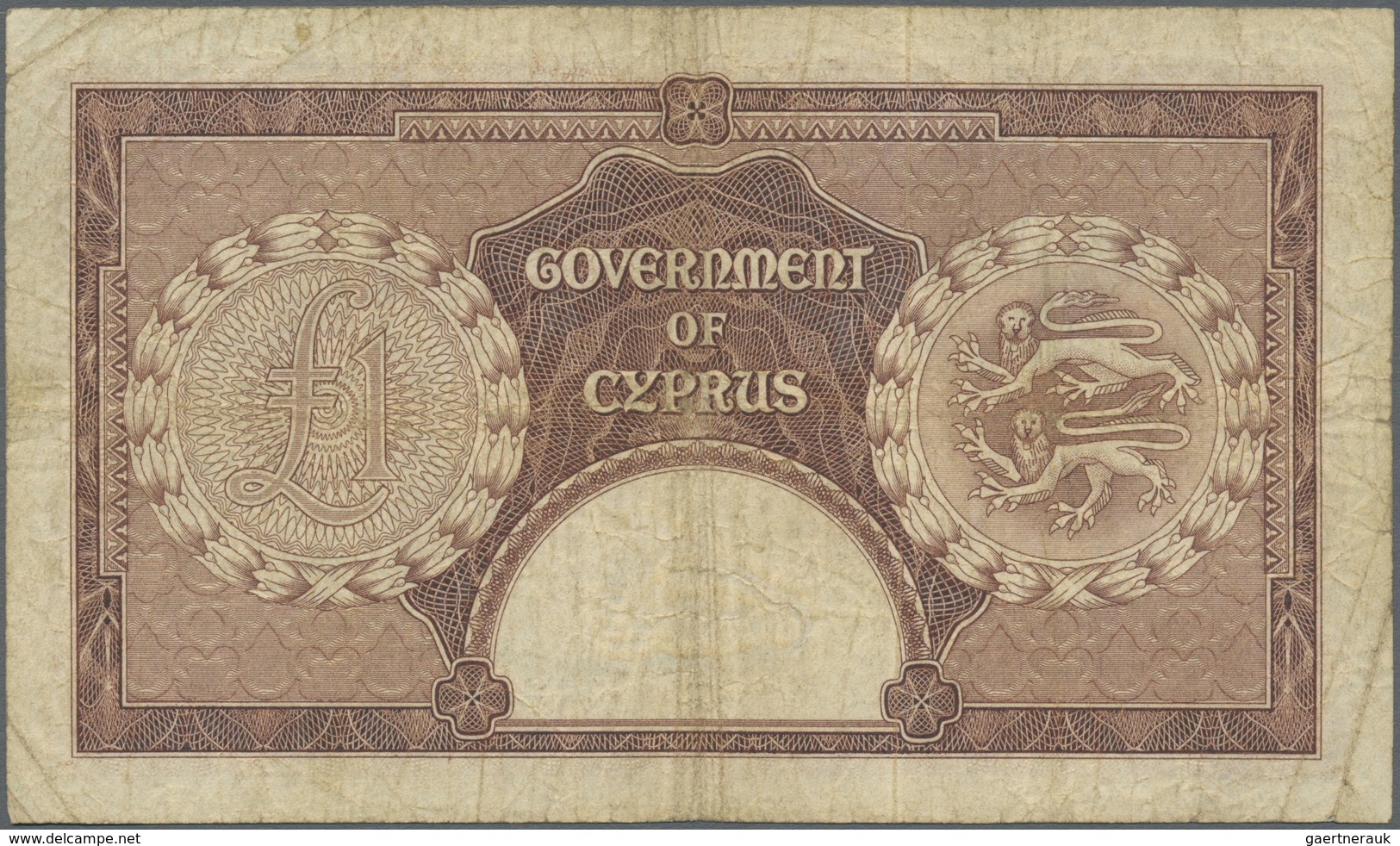 Cyprus / Zypern: 1 Pound 1956 P. 35 In Used Condition With Folds And Creases, Stained Paper, Minor B - Cyprus