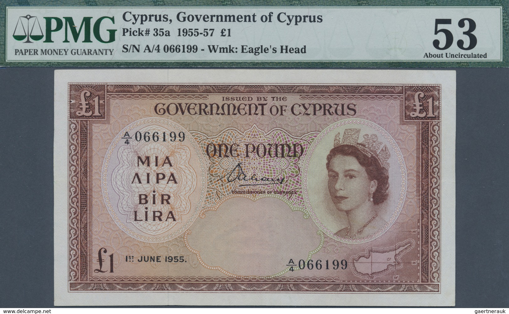 Cyprus / Zypern: 1 Pound 1955, P.35a In Almost Perfect Condition With A Tiny Dint At Upper Right And - Cyprus