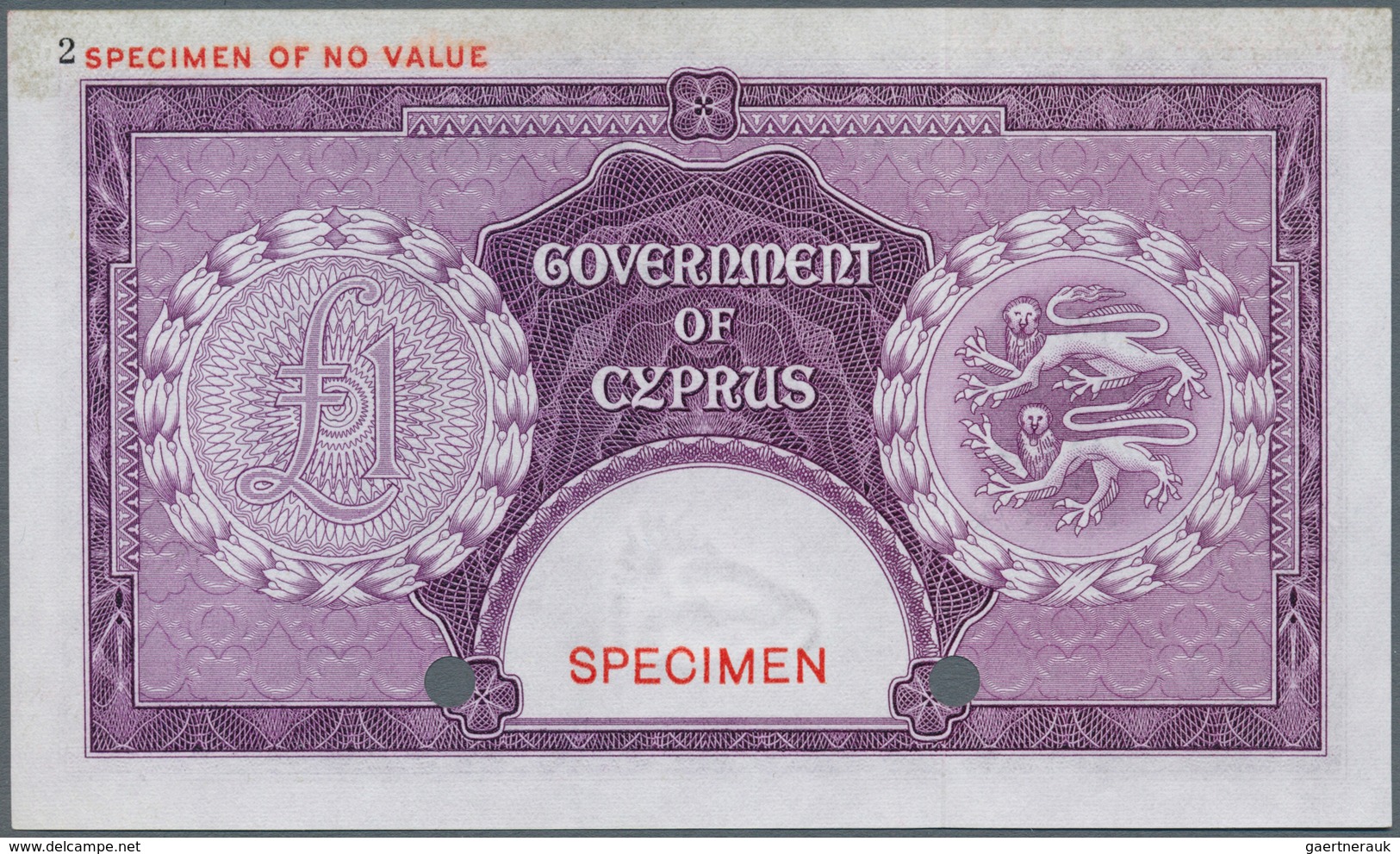 Cyprus / Zypern: 1 Pound Color Trial Specimen, P.35cts In Lilac Instead Of Brown, Traces Of Glue At - Cyprus