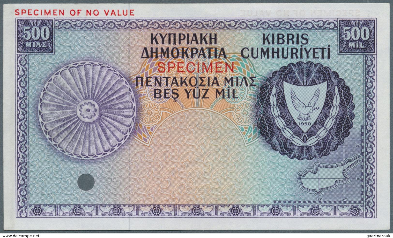 Cyprus / Zypern: 500 Mils Color Trial Specimen, P.38cts In Perfect UNC Condition - Cyprus
