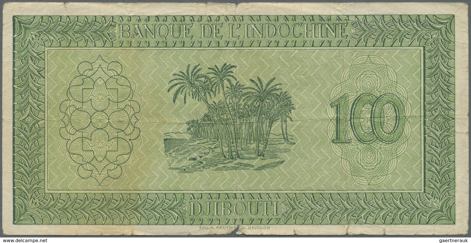 Djibouti / Dschibuti:  Banque De L'Indochine 100 Francs ND(1945), P.16, Lightly Toned Paper With Som - Djibouti