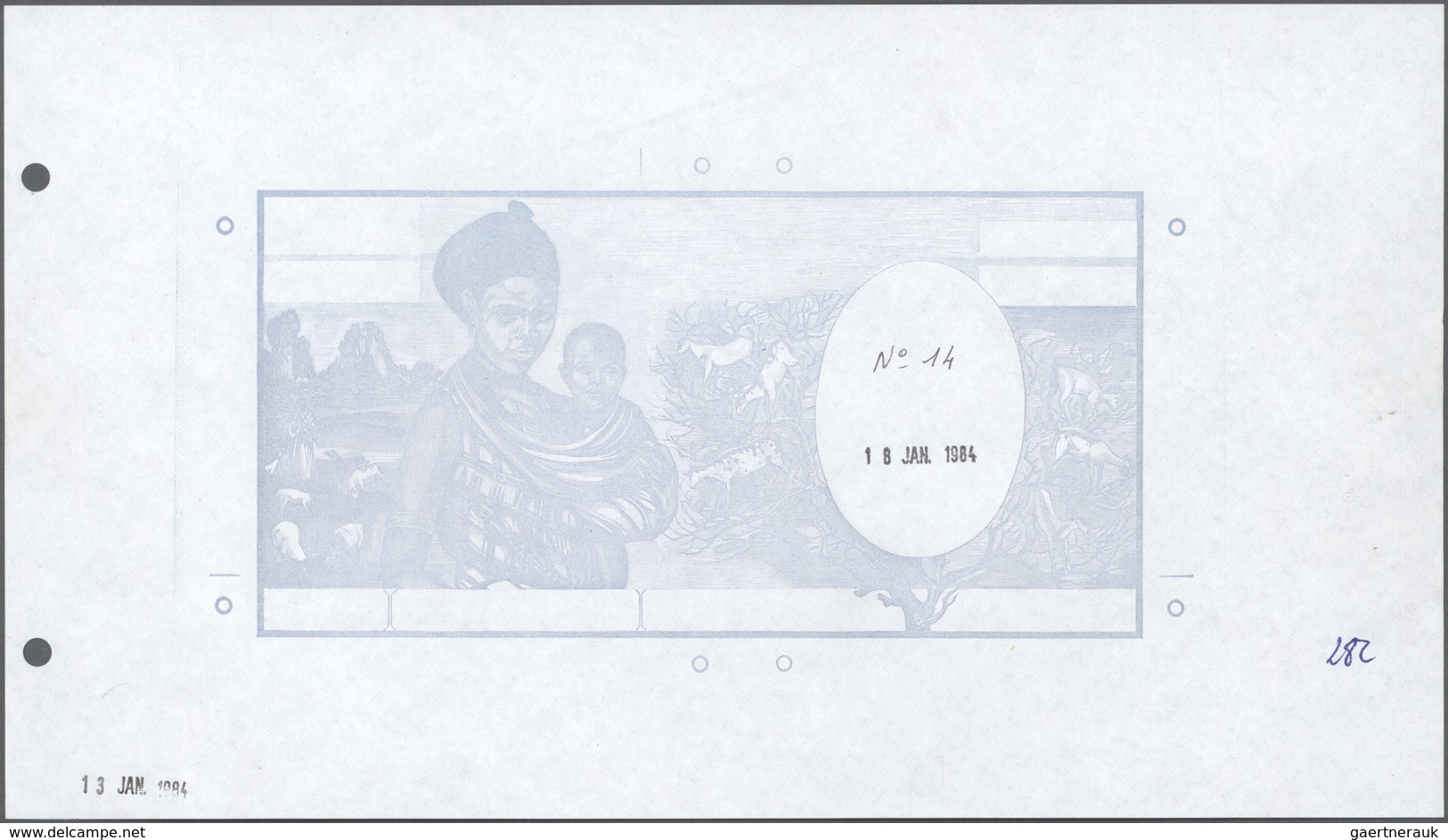 Djibouti / Dschibuti: Highly Rare Archival Proof Print Of The Banque De France For The 10.000 Francs - Djibouti