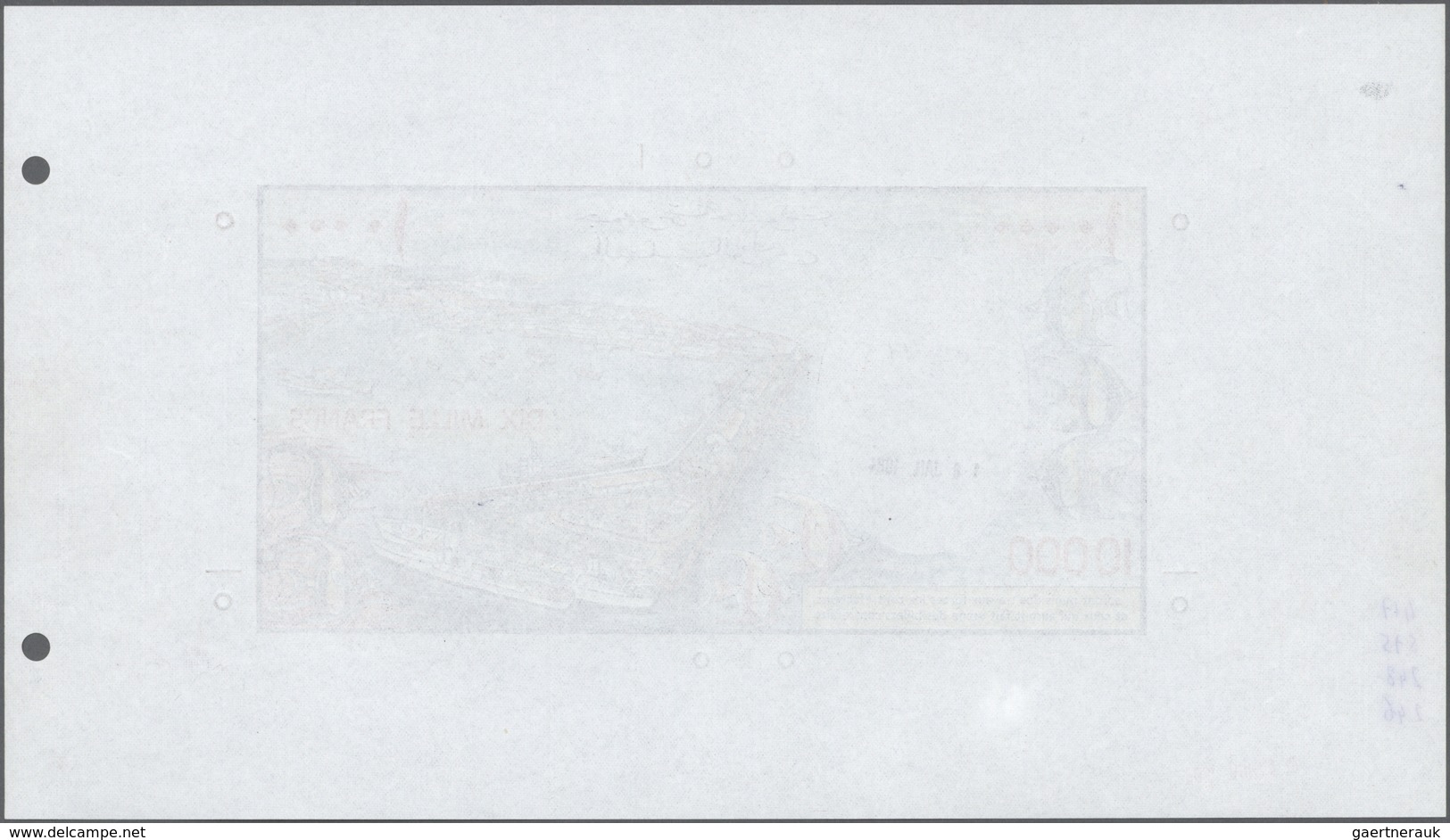 Djibouti / Dschibuti: Highly Rare Archival Back Proof Print Of The Banque De France For The 10.000 F - Djibouti