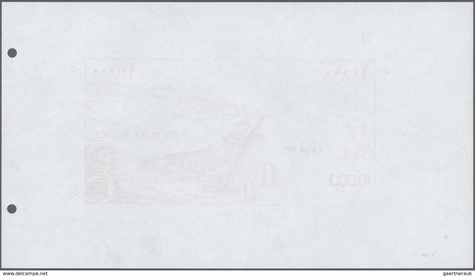 Djibouti / Dschibuti: Highly Rare Archival Back Proof Print Of The Banque De France For The 10.000 F - Djibouti