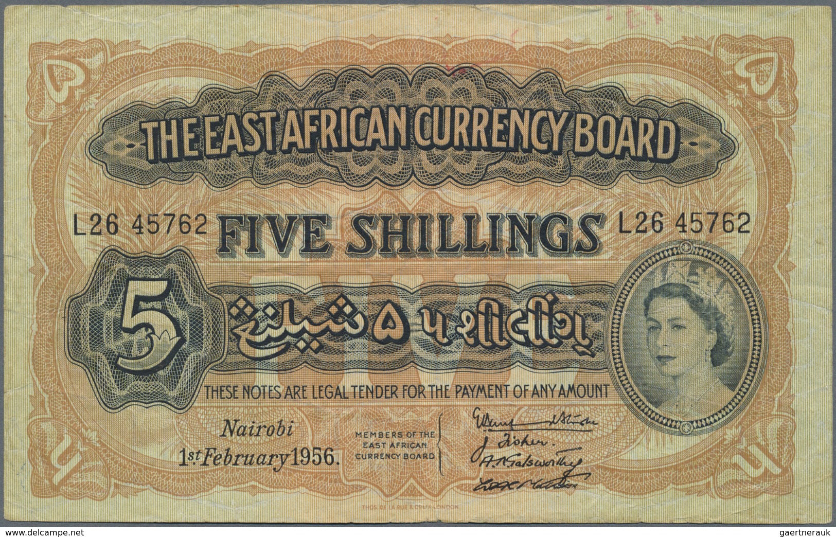 East Africa / Ost-Afrika: Set Of 2 Notes 5 Shillings 1952 And 1956 P. 33, Both In Similar Conditoin - Sonstige – Afrika