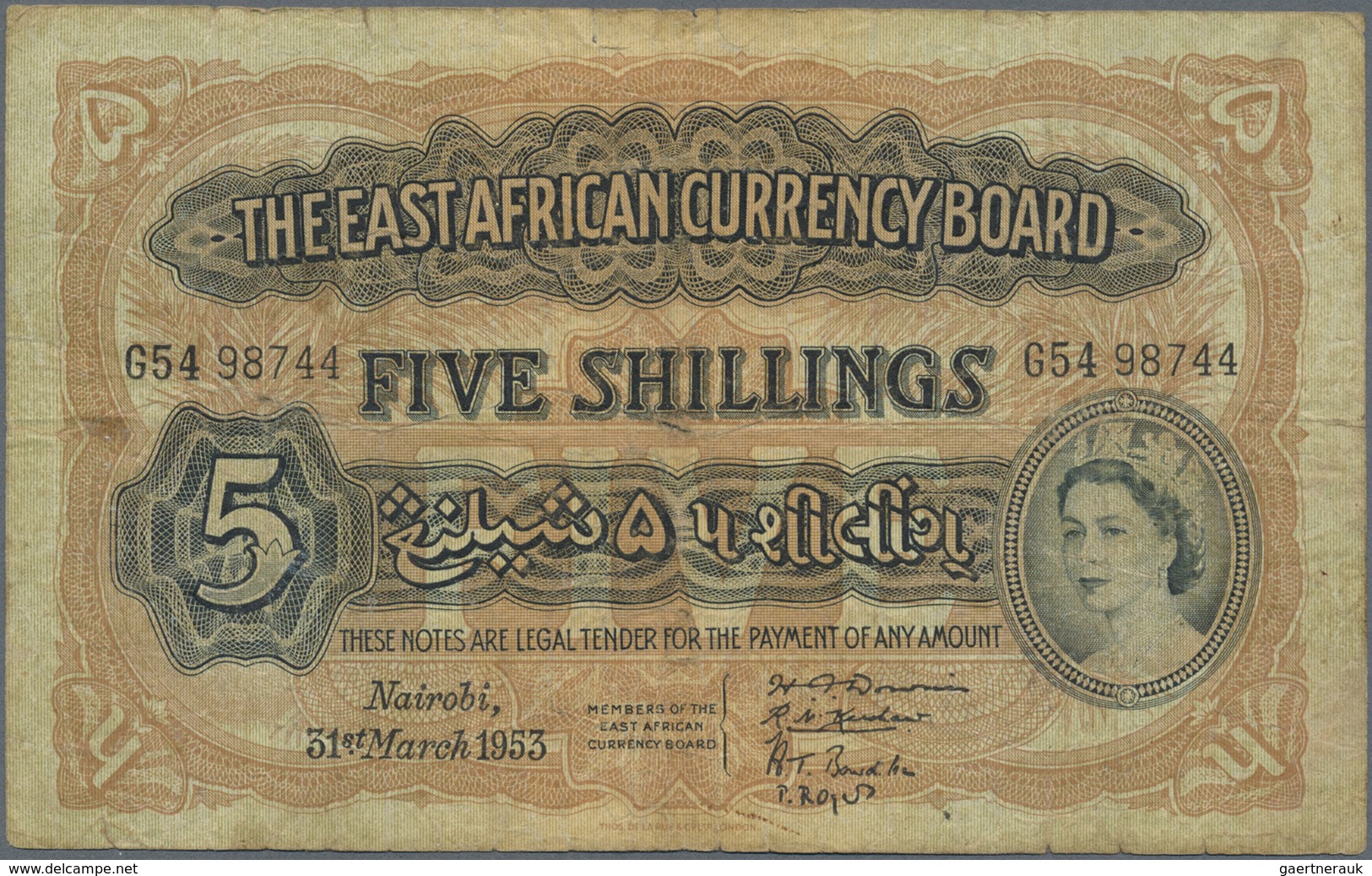 East Africa / Ost-Afrika: Set Of 2 Notes 5 Shillings 1952 And 1956 P. 33, Both In Similar Conditoin - Sonstige – Afrika