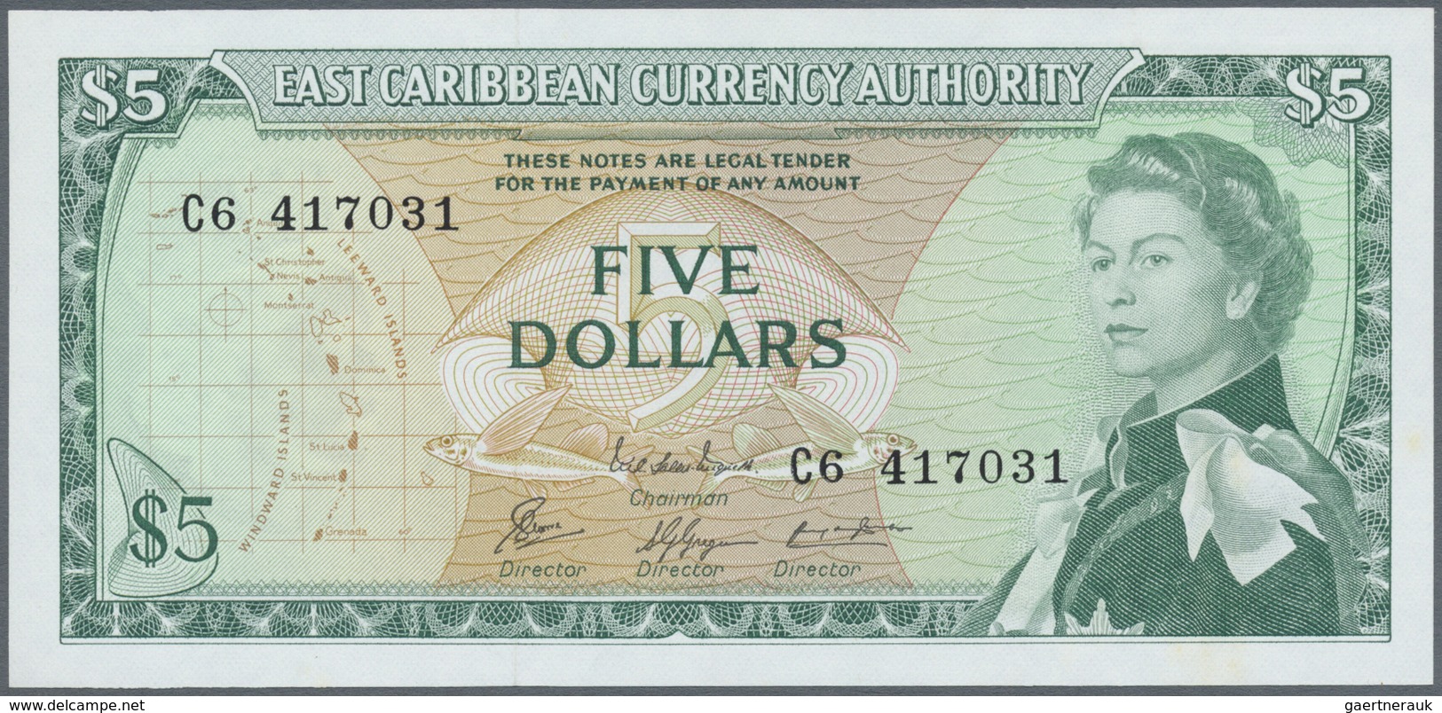 East Caribbean States / Ostkaribische Staaten: Set With 15 Banknotes With Various Overprint And Sign - East Carribeans