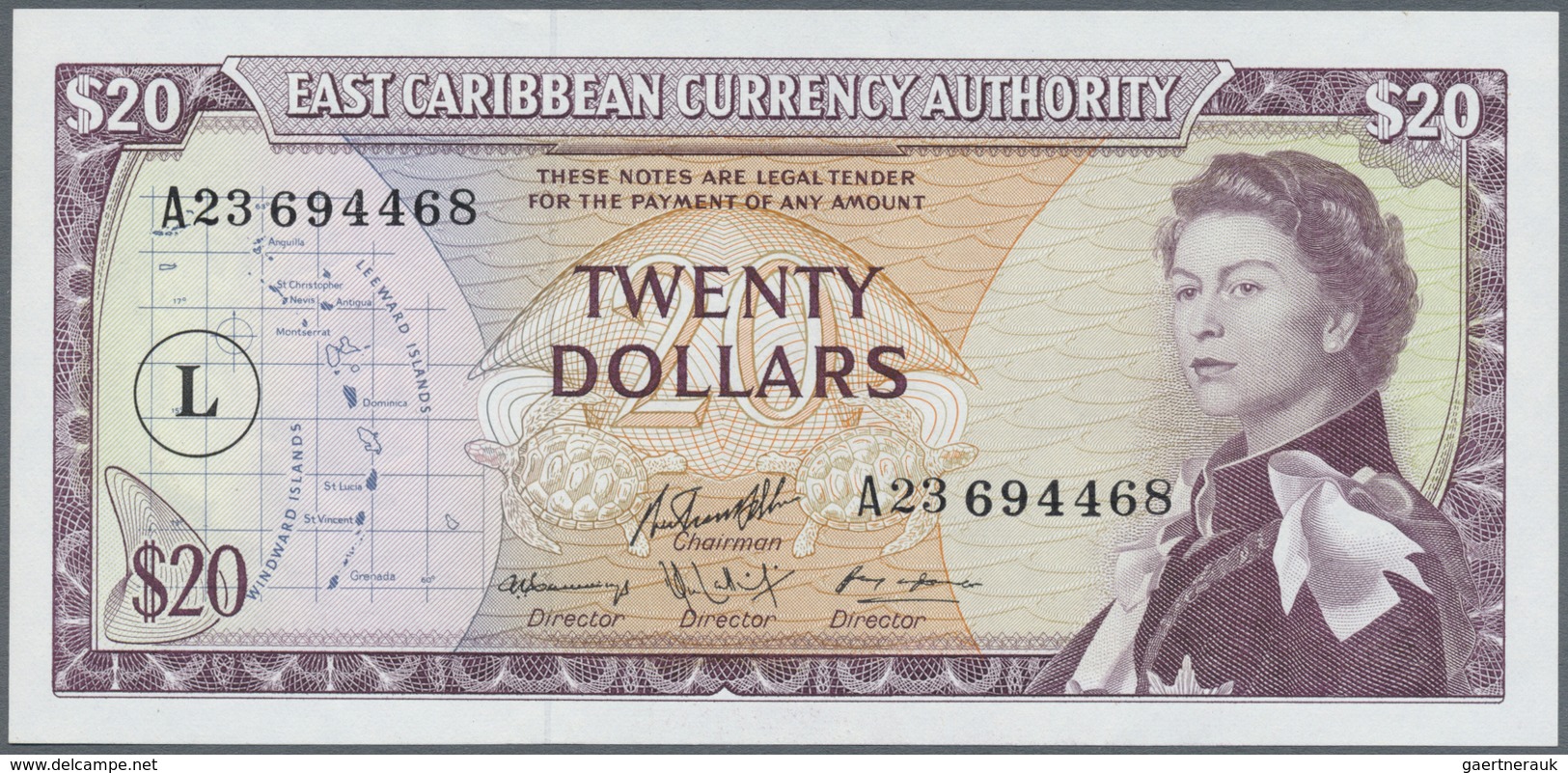 East Caribbean States / Ostkaribische Staaten: Set With 15 Banknotes With Various Overprint And Sign - East Carribeans