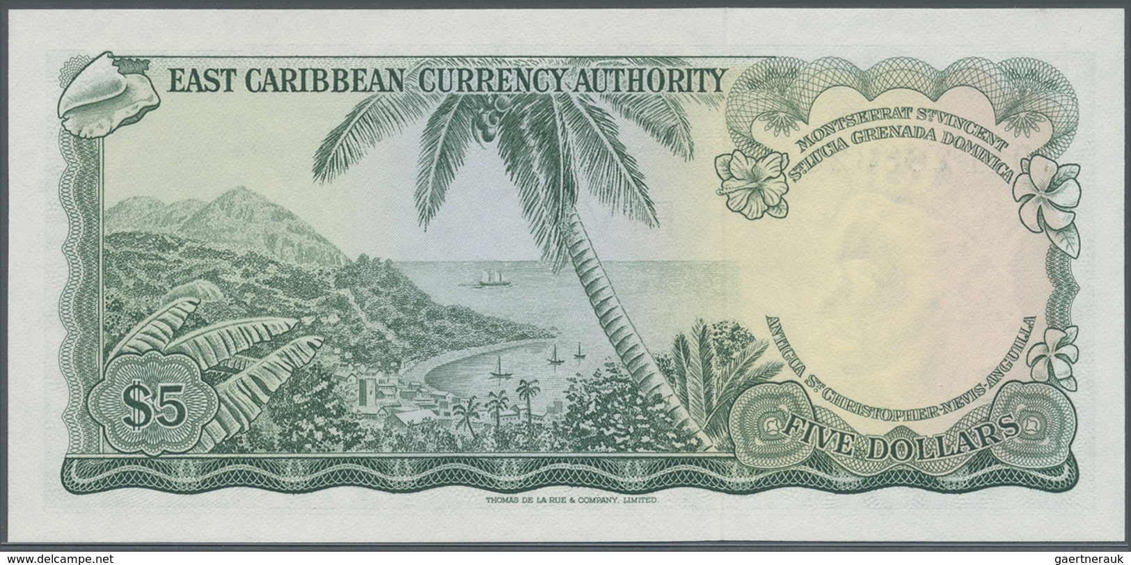 East Caribbean States / Ostkaribische Staaten: 5 Dollars ND(1965) P. 14h, Light Handling In Paper, C - East Carribeans