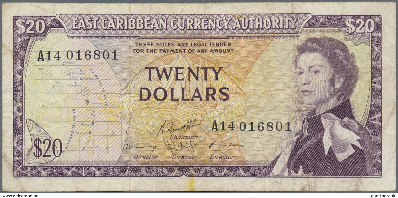 East Caribbean States / Ostkaribische Staaten: Set Of 2 Notes 20 Dollars ND P. 15, Both Used With Fo - East Carribeans