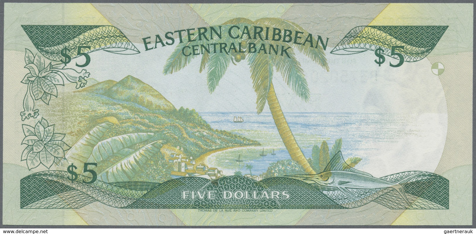 East Caribbean States / Ostkaribische Staaten: Set with 8 Banknotes 1980's, comprising 1 and 4 x 5 D