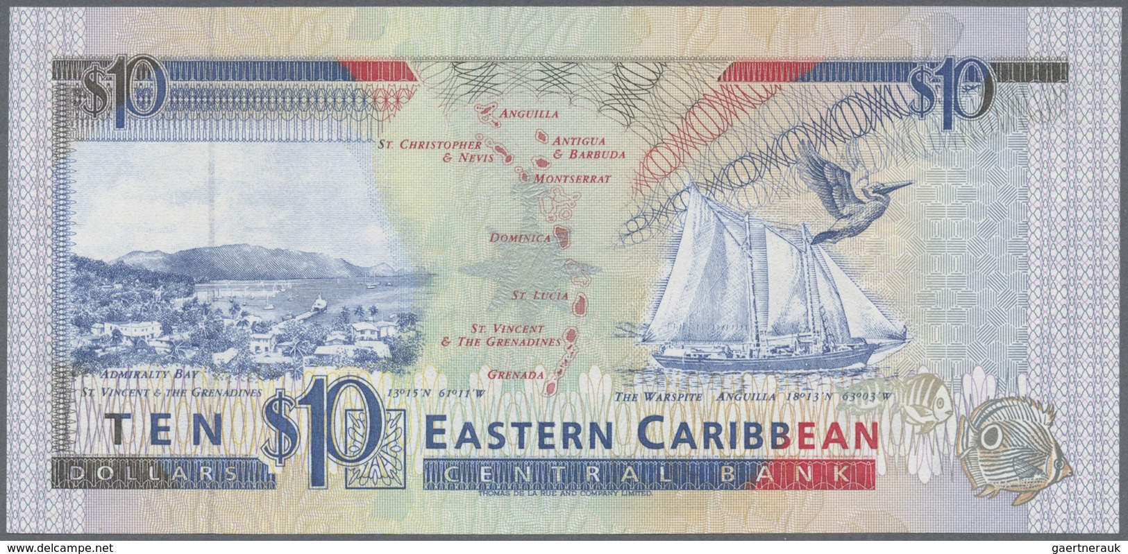 East Caribbean States / Ostkaribische Staaten: Set with 4 Banknotes ND(1994) containing 5 Dollars Mo