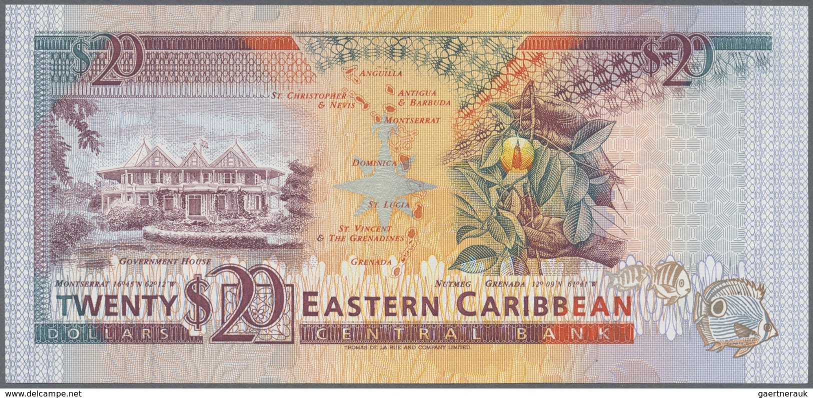 East Caribbean States / Ostkaribische Staaten: Set with 4 Banknotes ND(1994) containing 5 Dollars Mo