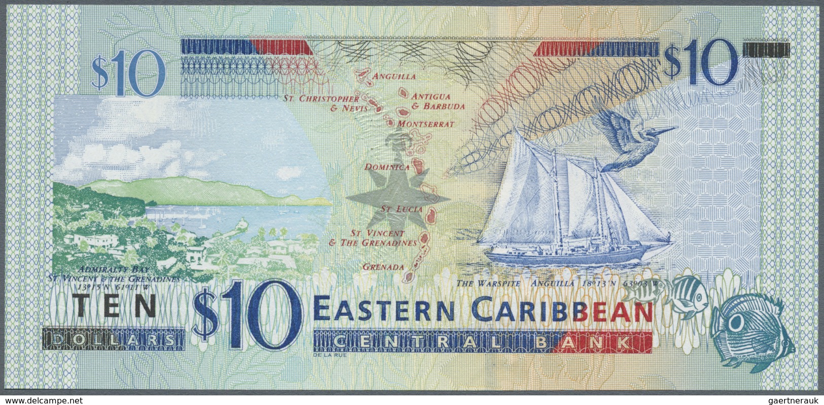 East Caribbean States / Ostkaribische Staaten: Set with 11 Banknotes East Caribbean States series ND