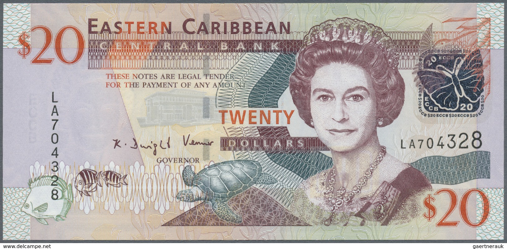 East Caribbean States / Ostkaribische Staaten: Set With 5 Banknores Series ND(2008) $5 AC425658, $10 - East Carribeans