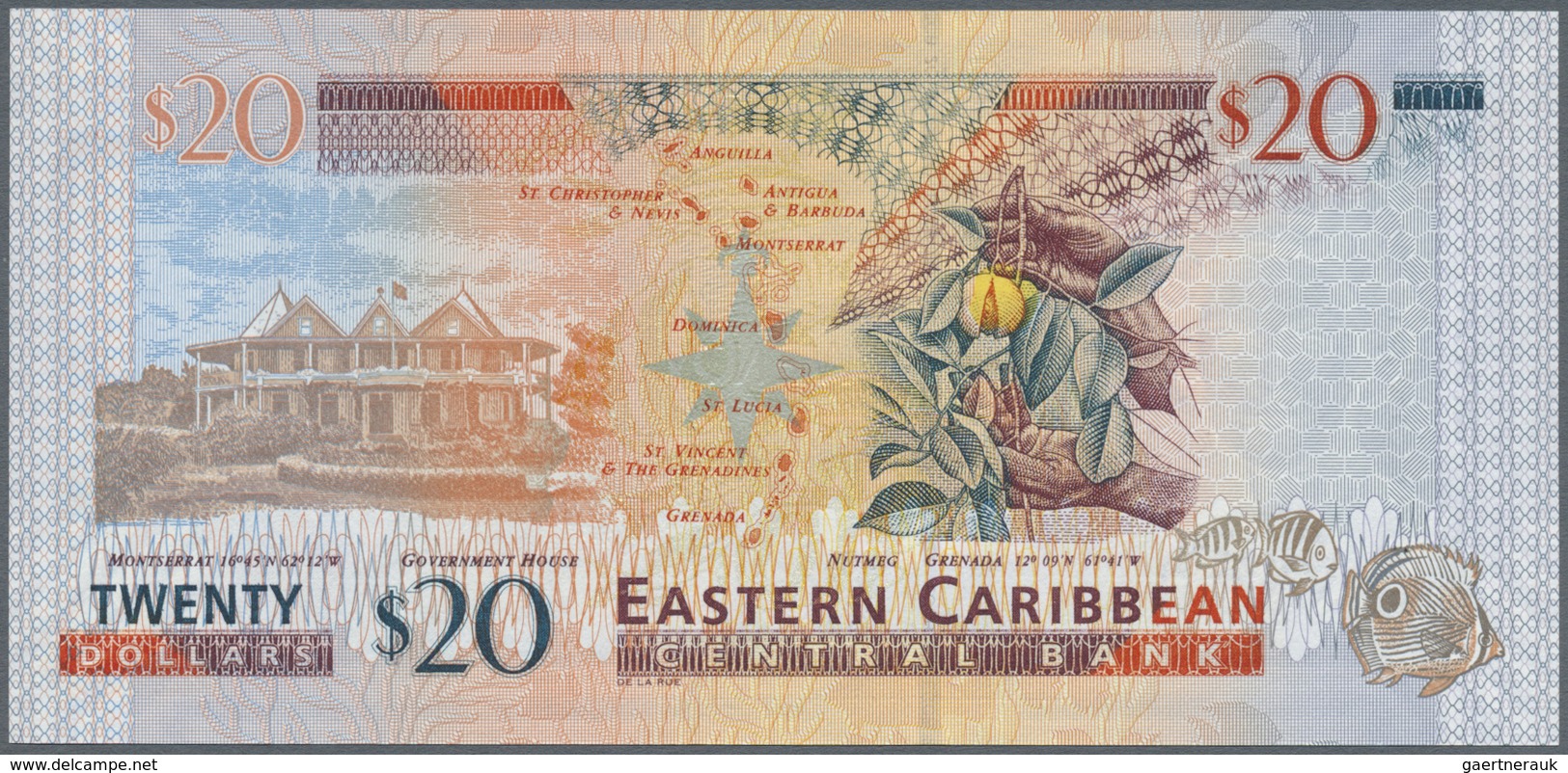 East Caribbean States / Ostkaribische Staaten: Set with 5 Banknores series ND(2008) $5 AC425658, $10