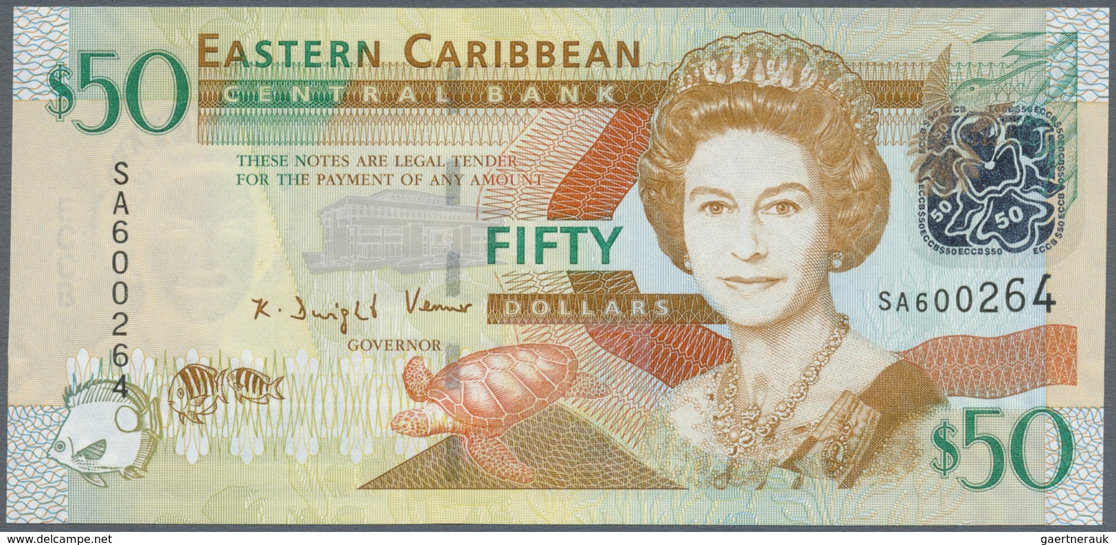 East Caribbean States / Ostkaribische Staaten: Set with 5 Banknores series ND(2008) $5 AC425658, $10