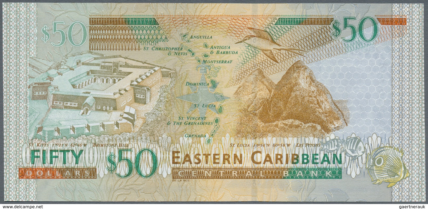 East Caribbean States / Ostkaribische Staaten: Set with 5 Banknores series ND(2008) $5 AC425658, $10