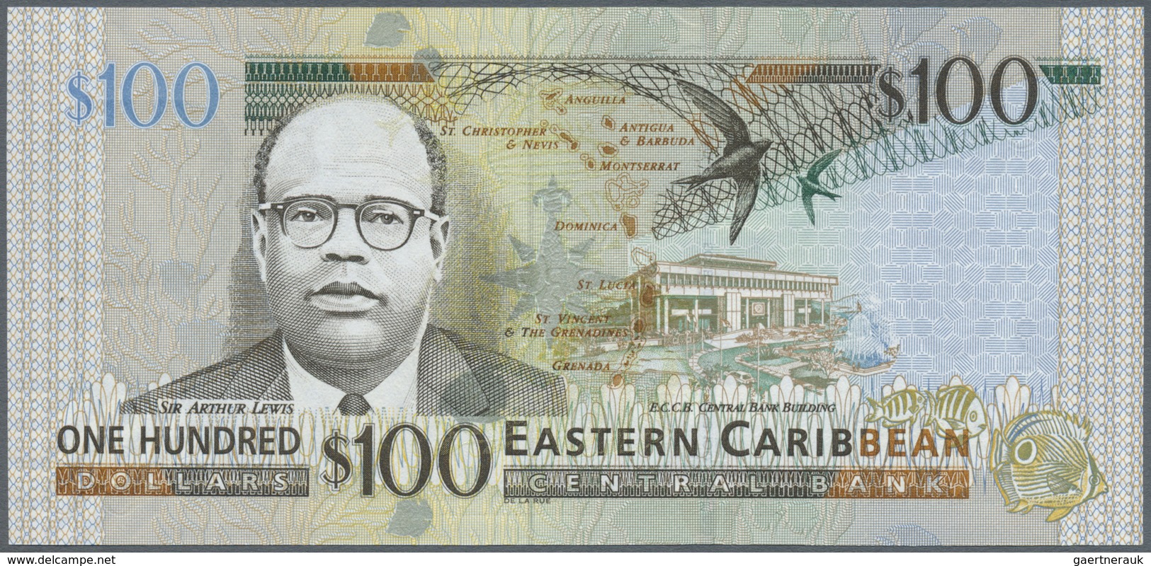 East Caribbean States / Ostkaribische Staaten: Set with 5 Banknores series ND(2008) $5 AC425658, $10