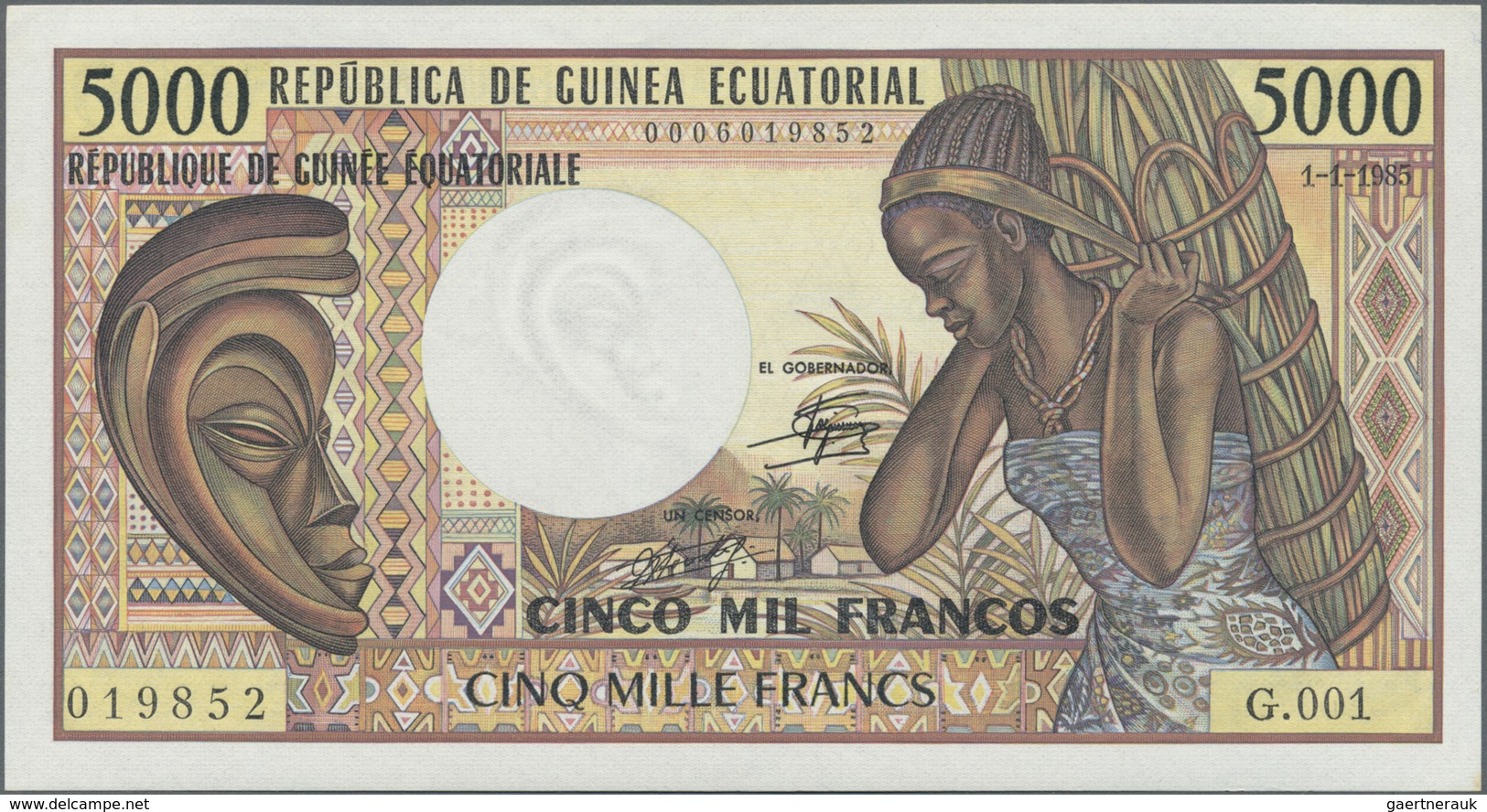 Equatorial Guinea / Äquatorialguinea: 5000 Francs 1985 P. 22 In Condition: UNC. - Aequatorial-Guinea