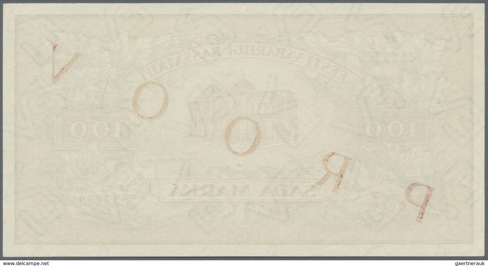 Estonia / Estland: 100 Marka 1923 Specimen Proofs P. 23sp, Front And Back Seperatly Printed On Water - Estonia